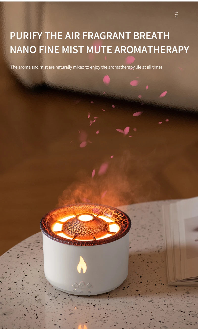 Humidifier Aromatherapy Flame Volcano Light