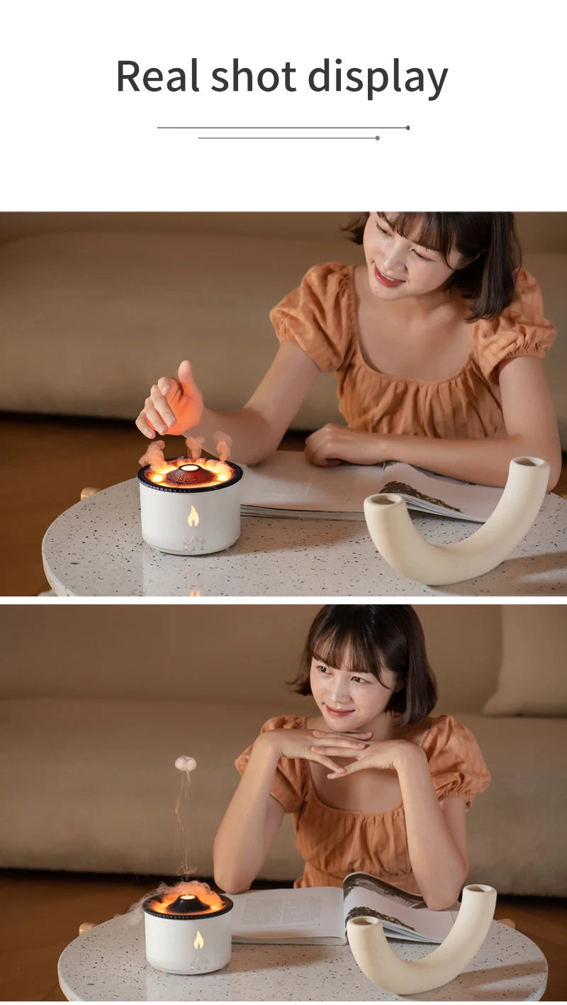 Humidifier Aromatherapy Flame Volcano Light