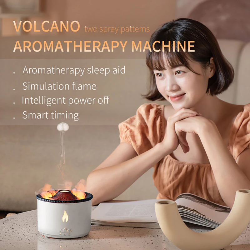 Humidifier Aromatherapy Flame Volcano Light