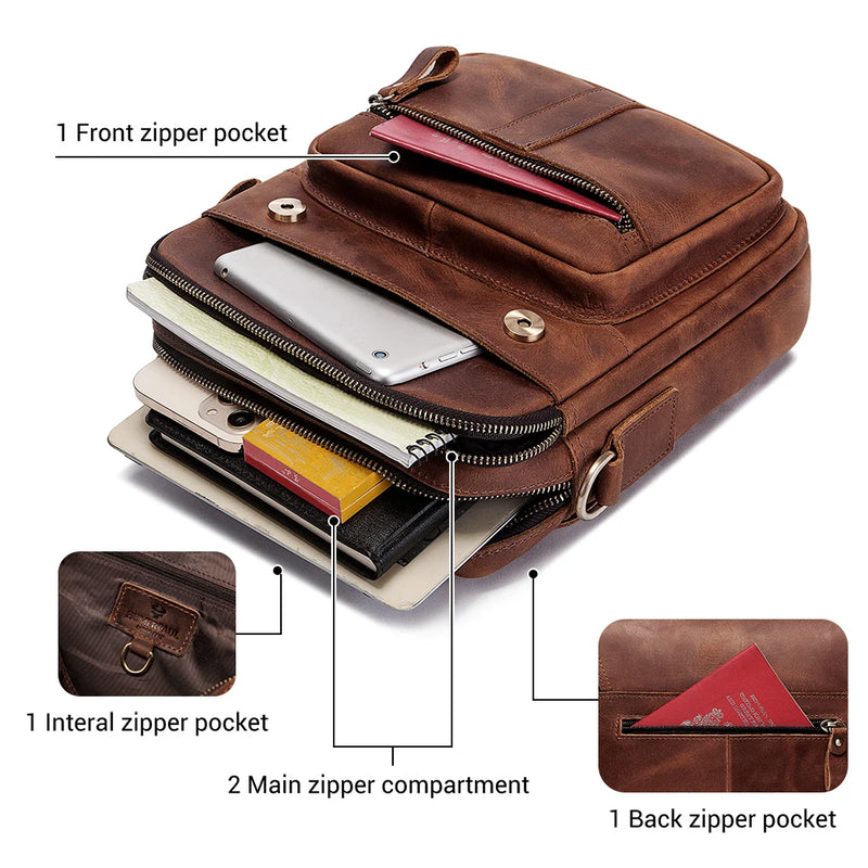 Leather Men's Shoulder Bag Luxury Work Business