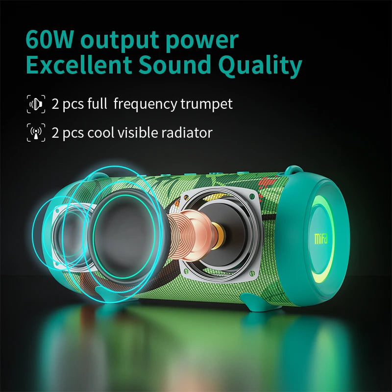 A90 Green Bluetooth Speaker 60W Waterproof