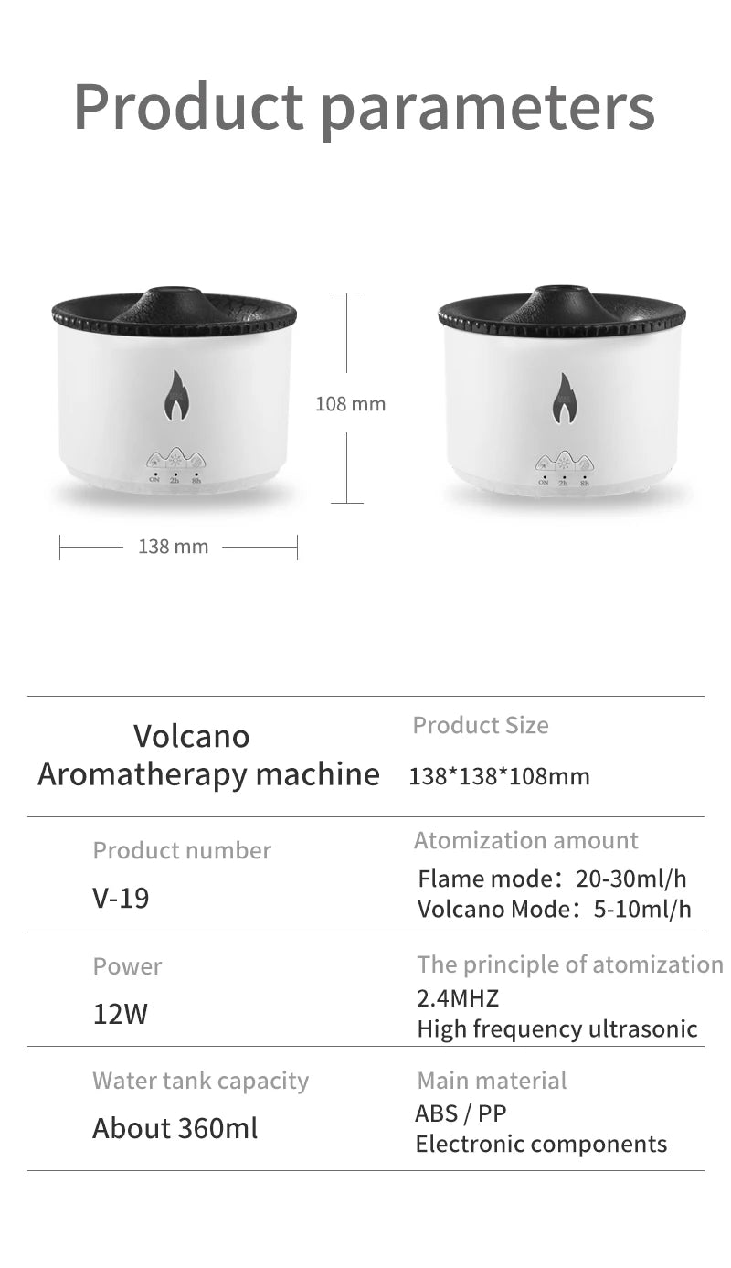 Humidifier Aromatherapy Flame Volcano Light