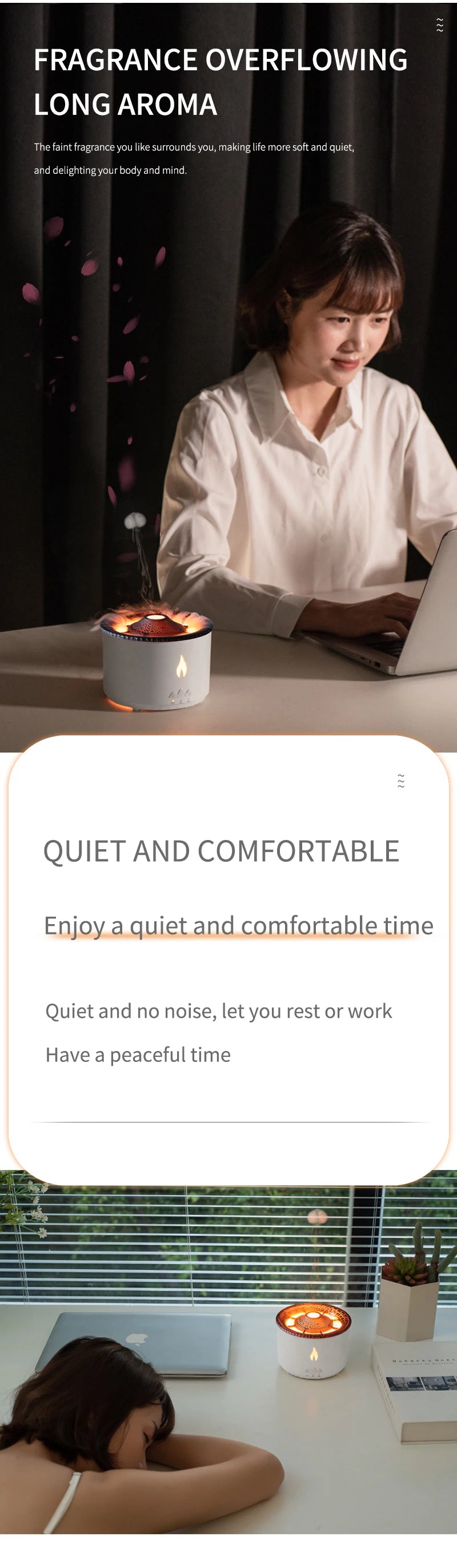 Humidifier Aromatherapy Flame Volcano Light
