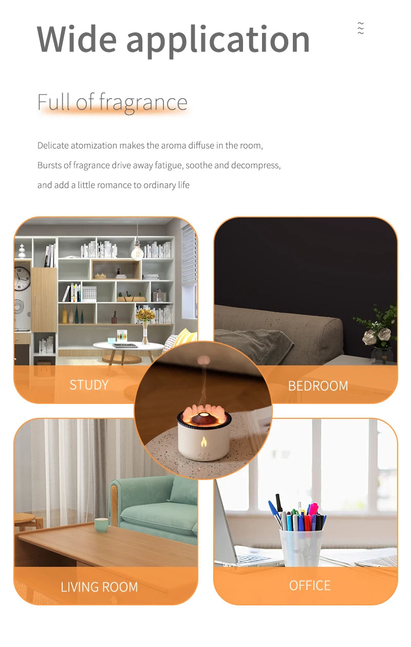 Humidifier Aromatherapy Flame Volcano Light