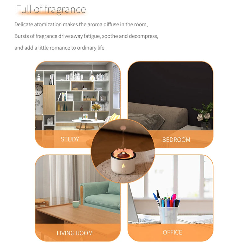 Humidifier Aromatherapy Flame Volcano Light