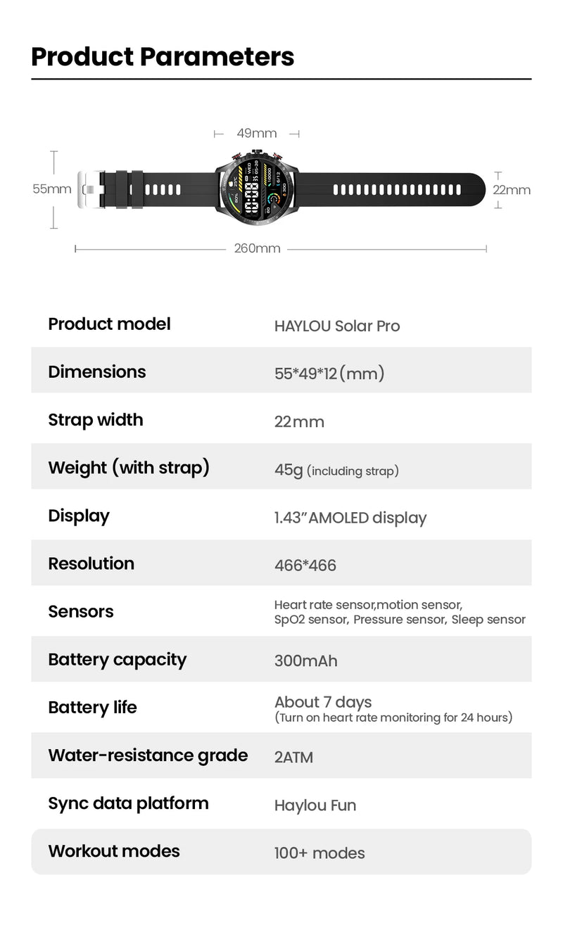 HAYLOU Solar Pro Smart Watch 1.43