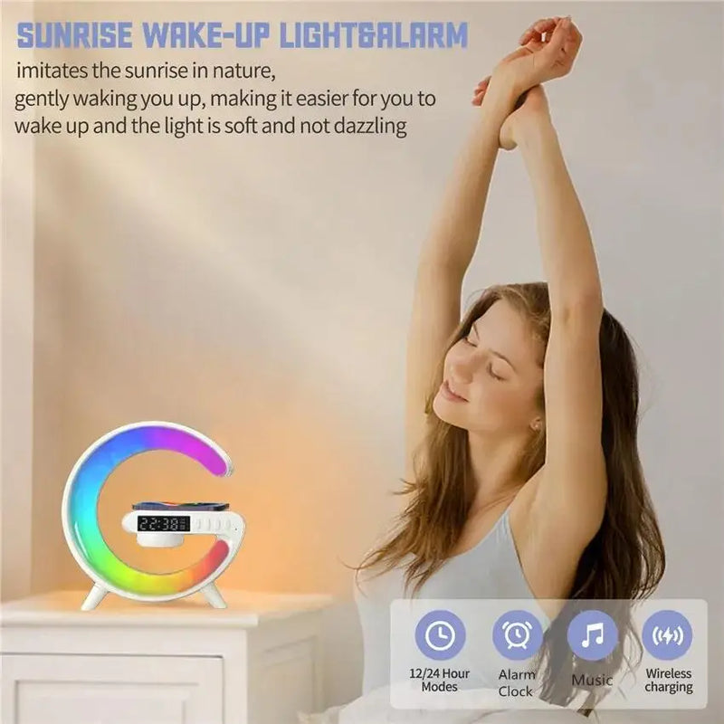 3-In-1 Bluetooth Speaker Alarm Clock Wireless Charger Led Moon Lamp Music Home Decor Night Table Smart Light Gifts For Gifts