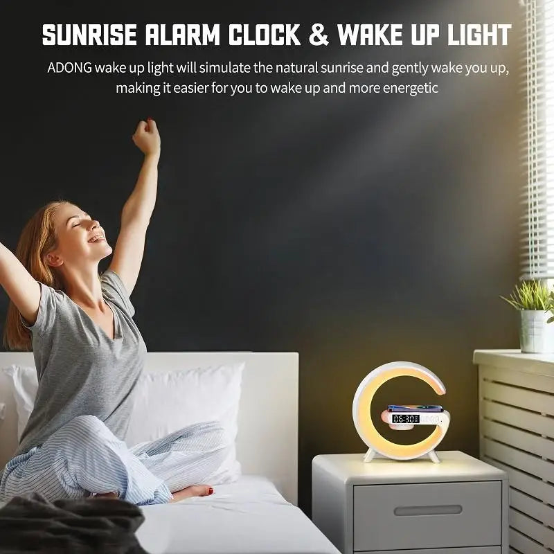 3-In-1 Bluetooth Speaker Alarm Clock Wireless Charger Led Moon Lamp Music Home Decor Night Table Smart Light Gifts For Gifts
