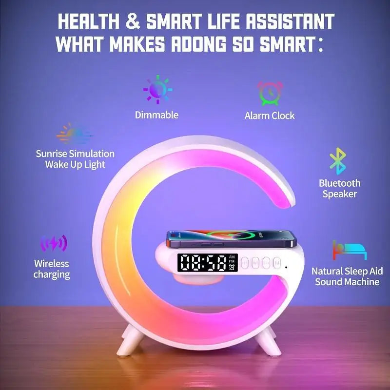 3-In-1 Bluetooth Speaker Alarm Clock Wireless Charger Led Moon Lamp Music Home Decor Night Table Smart Light Gifts For Gifts